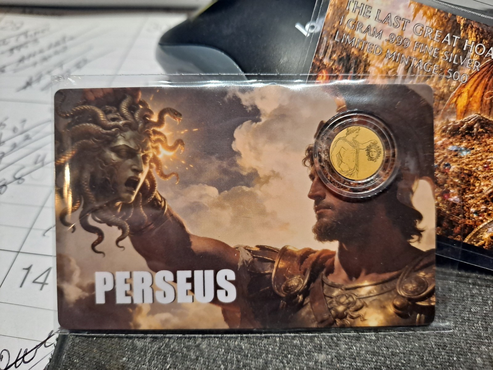 2026 PERSEUS Liberia Gold Coin 1/1000 oz .9999 Plus A Silver Card