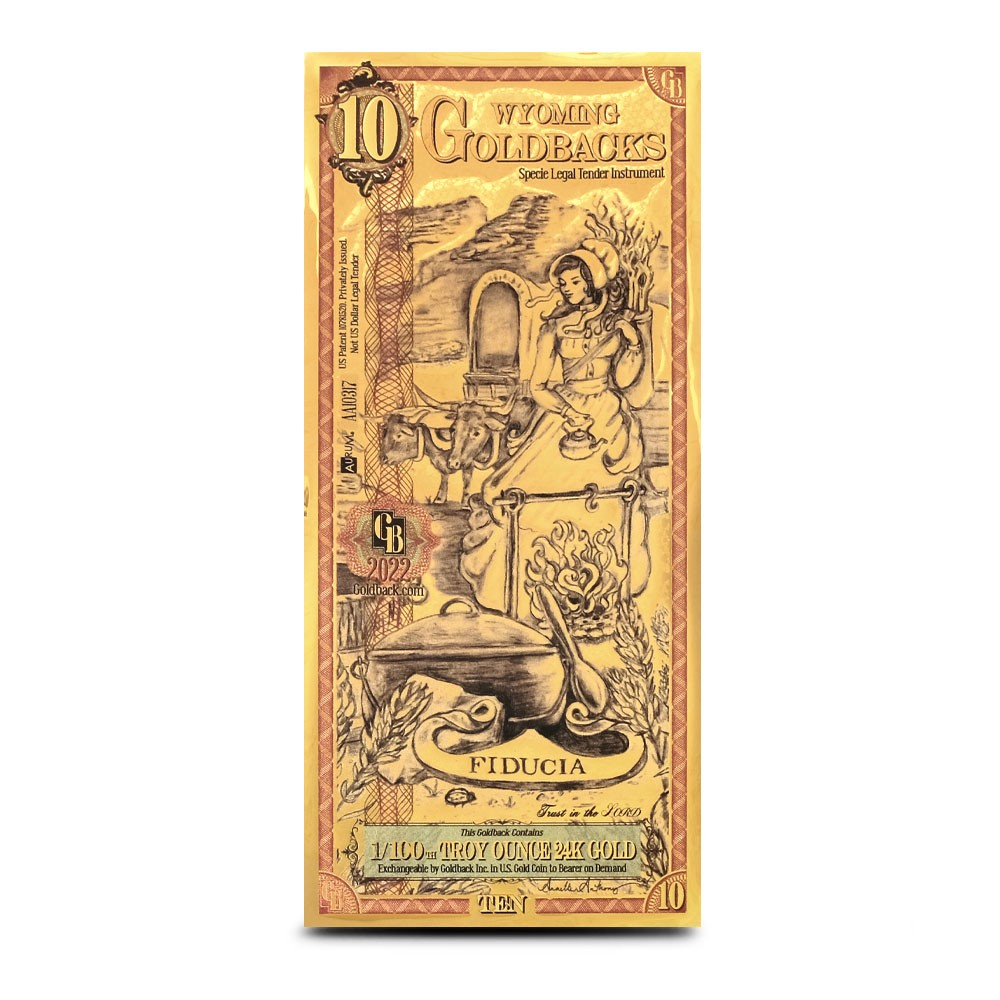 10 Wyoming Goldback Gold Note (New)