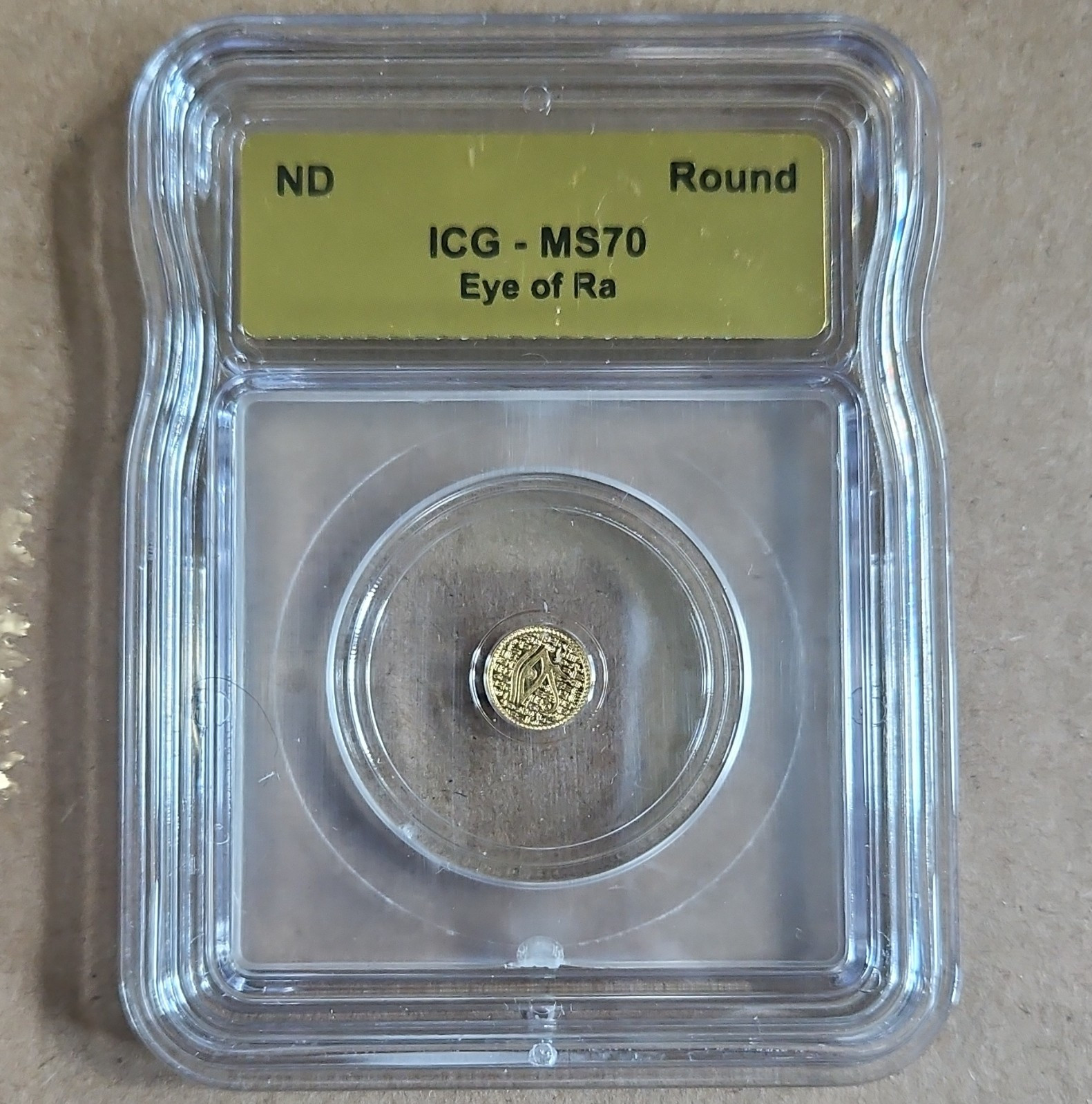 ICG MS70 Eye of Ra Gold Composition Round Coin, Year ND