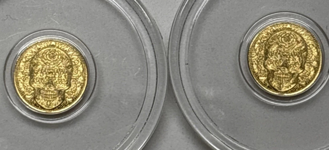 Lot of 2 – 1/200th oz. of Fine Gold Day of the Dead Coin