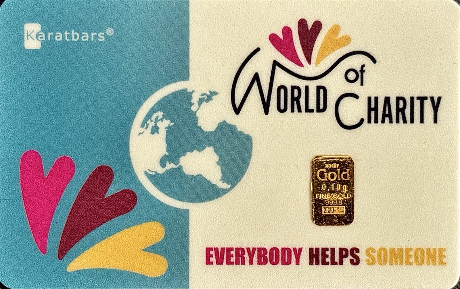 Karatbars World of Charity Gold Card 0.1g .9999 Fine Gold Bar