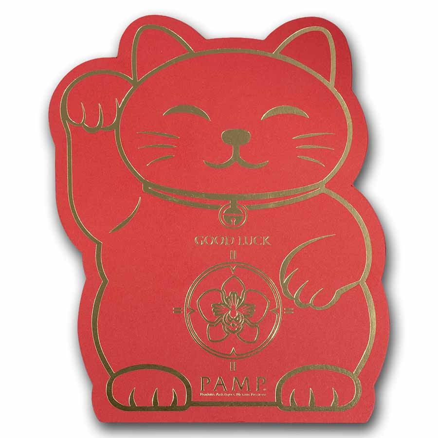 2.5 gram Gold Bar – PAMP Suisse Lucky Cat (In Assay w/ Sleeve)