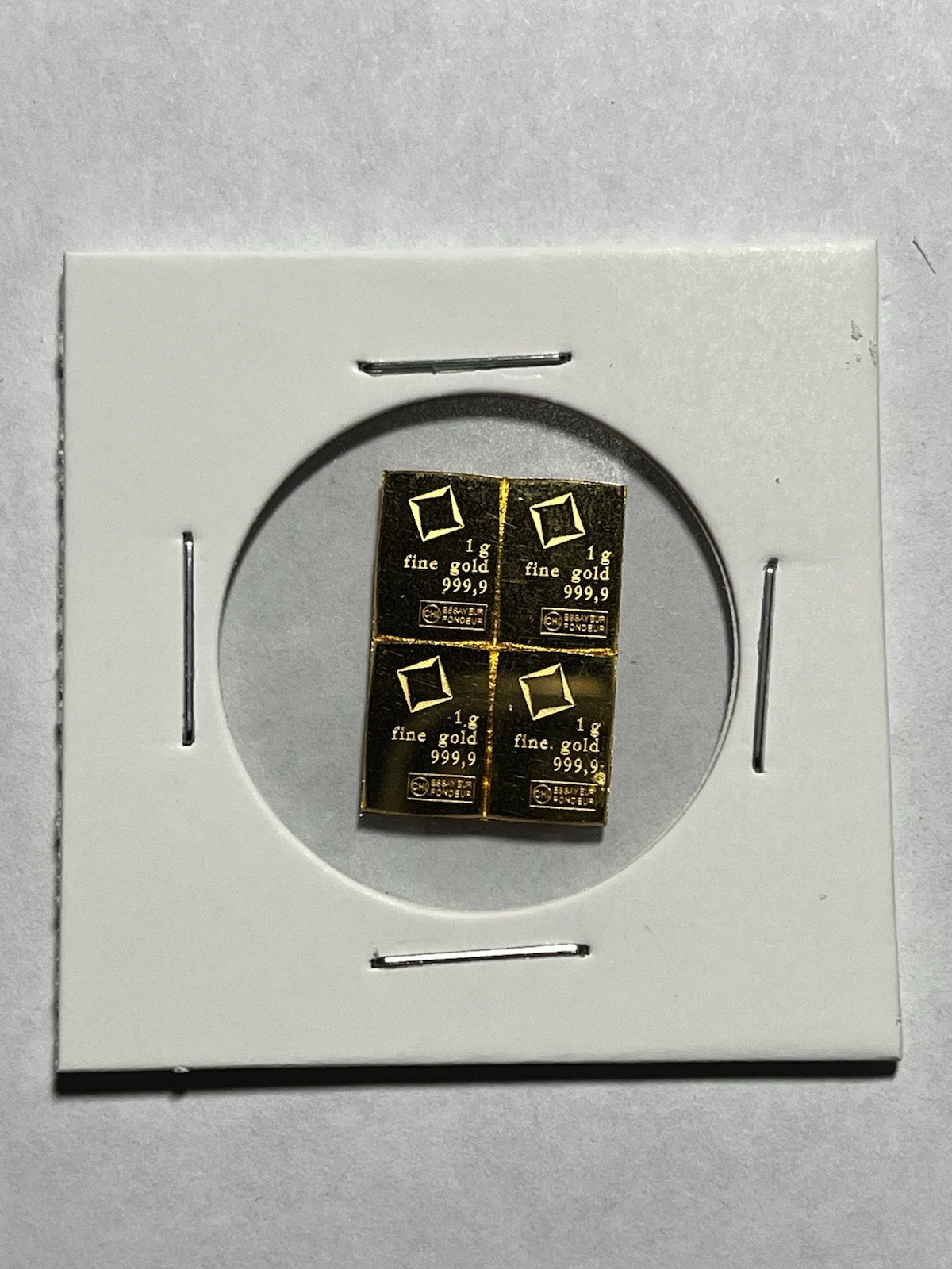 Lot Of 4- 1 gram CombiBar™ Valcambi Suisse .9999 Fine Gold Bar Total Of 4 Grams