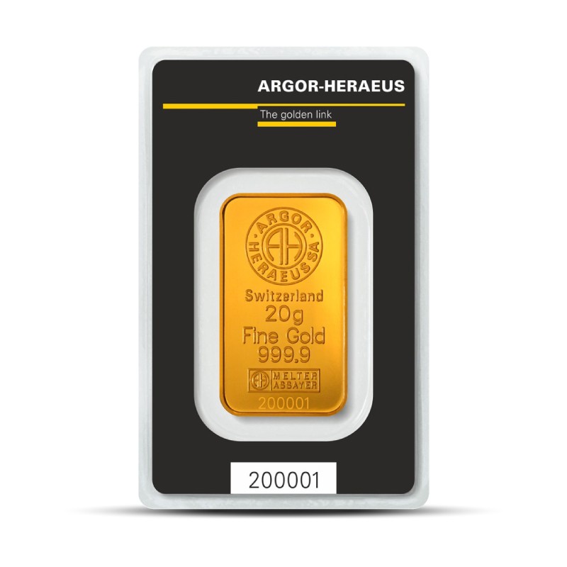 Argor-Heraeus 20 Gram Gold Bar (In Assay)