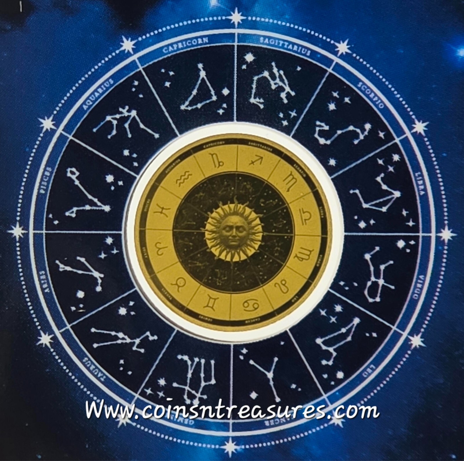 ZODIAC SIGNS PISCES 1/1000 Oz Gold 999 Coin card