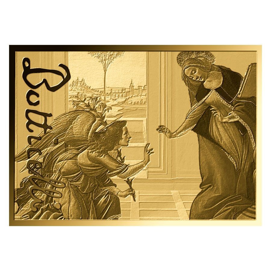 Botticelli Cestello Annunciation 1/1000 Oz Gold 999 Coin card Chad 2024