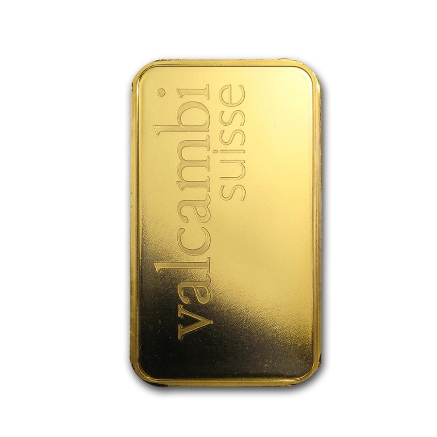 100 gram Gold Bar – Valcambi (Pressed w/Assay)