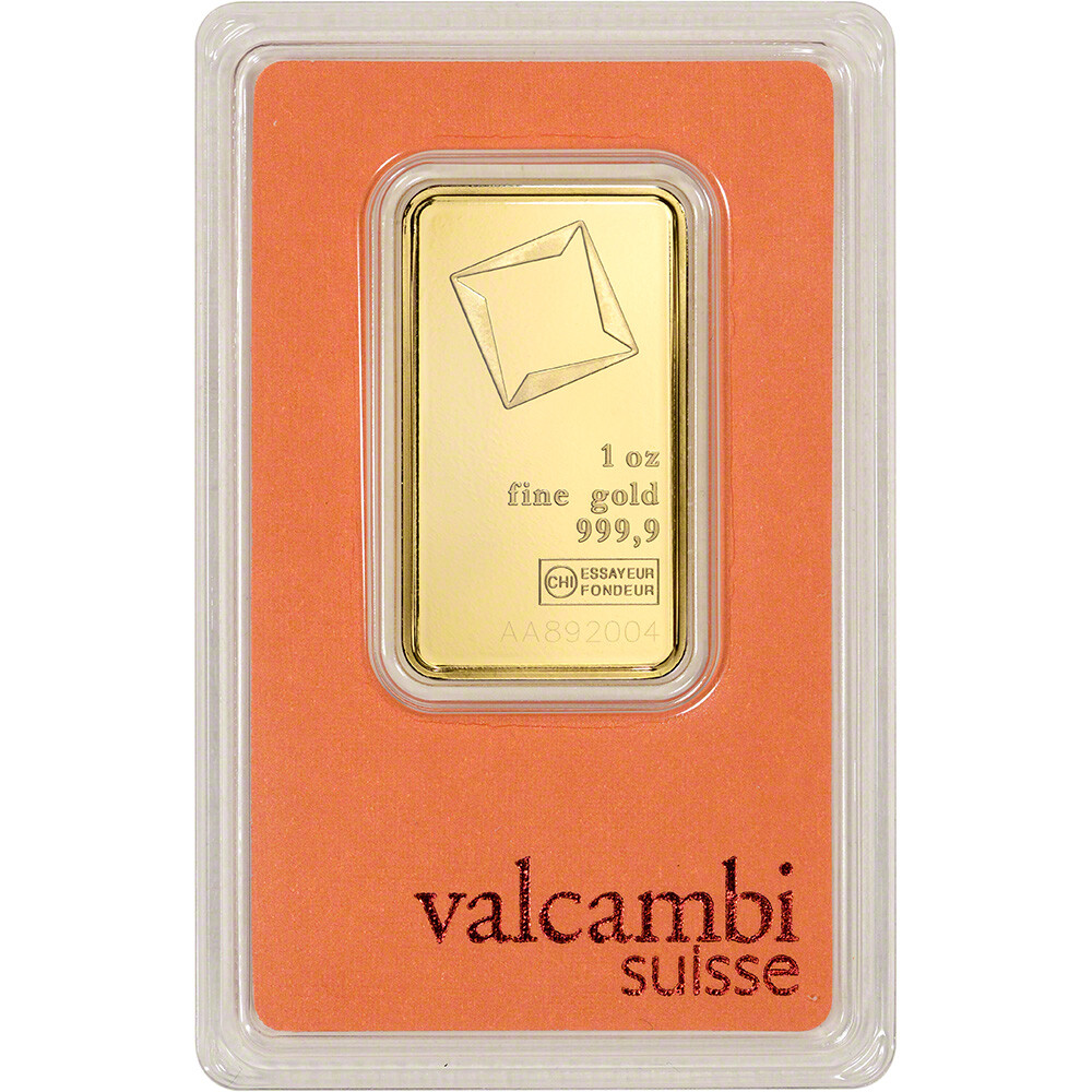 1 oz. Gold Bar – Valcambi Suisse – 999.9 Fine in Assay