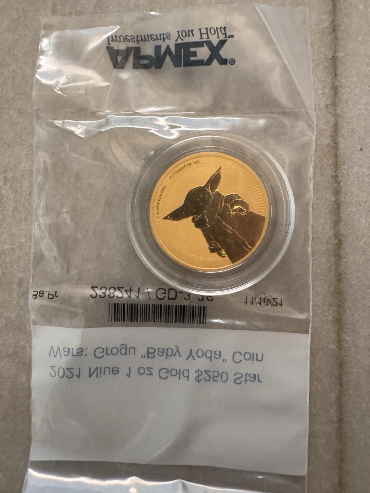 2021 STAR WARS GROGU BABY YODA 1 OZ .9999 GOLD COIN! MANDALORIAN! ONLY 250 EXIST