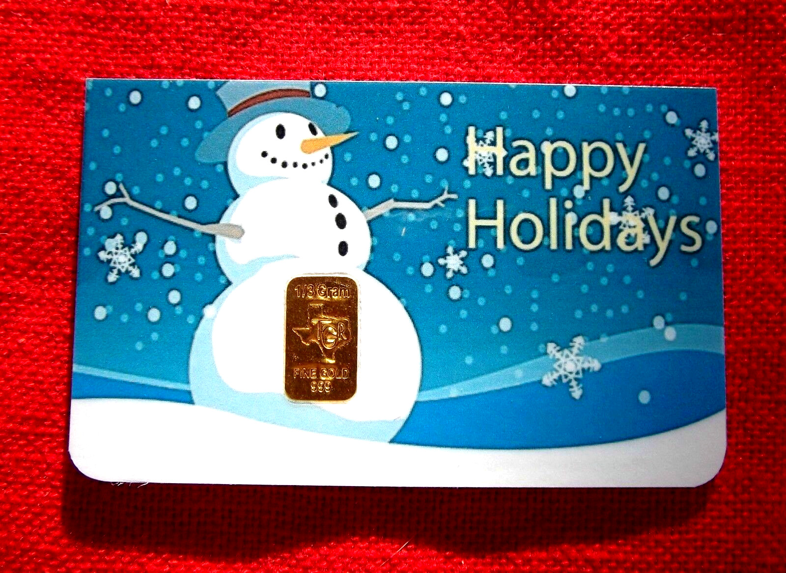 1 /3 gram Gold Bar – TGR TEXAS – 999.9 Fine in HOLIDAY Assay*