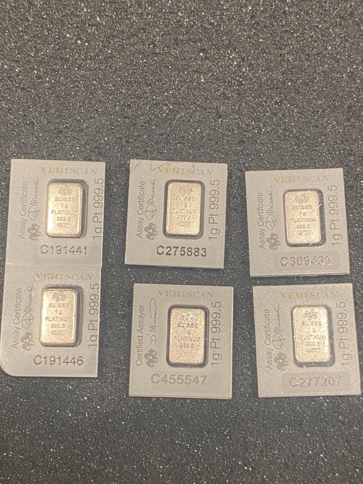 (6) 1g Platinum 999.5 PAMP Suisse SEALED certified bar