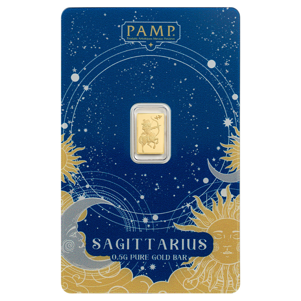 Pamp Suisse Zodiacs 0.5g Gold Bar in Assay Card – Sagittarius