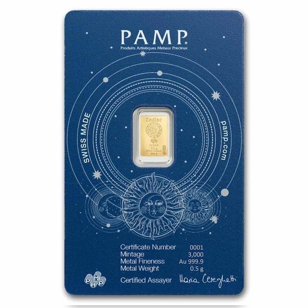 1/2 gram Gold Bar – PAMP Suisse Zodiacs – Capricone