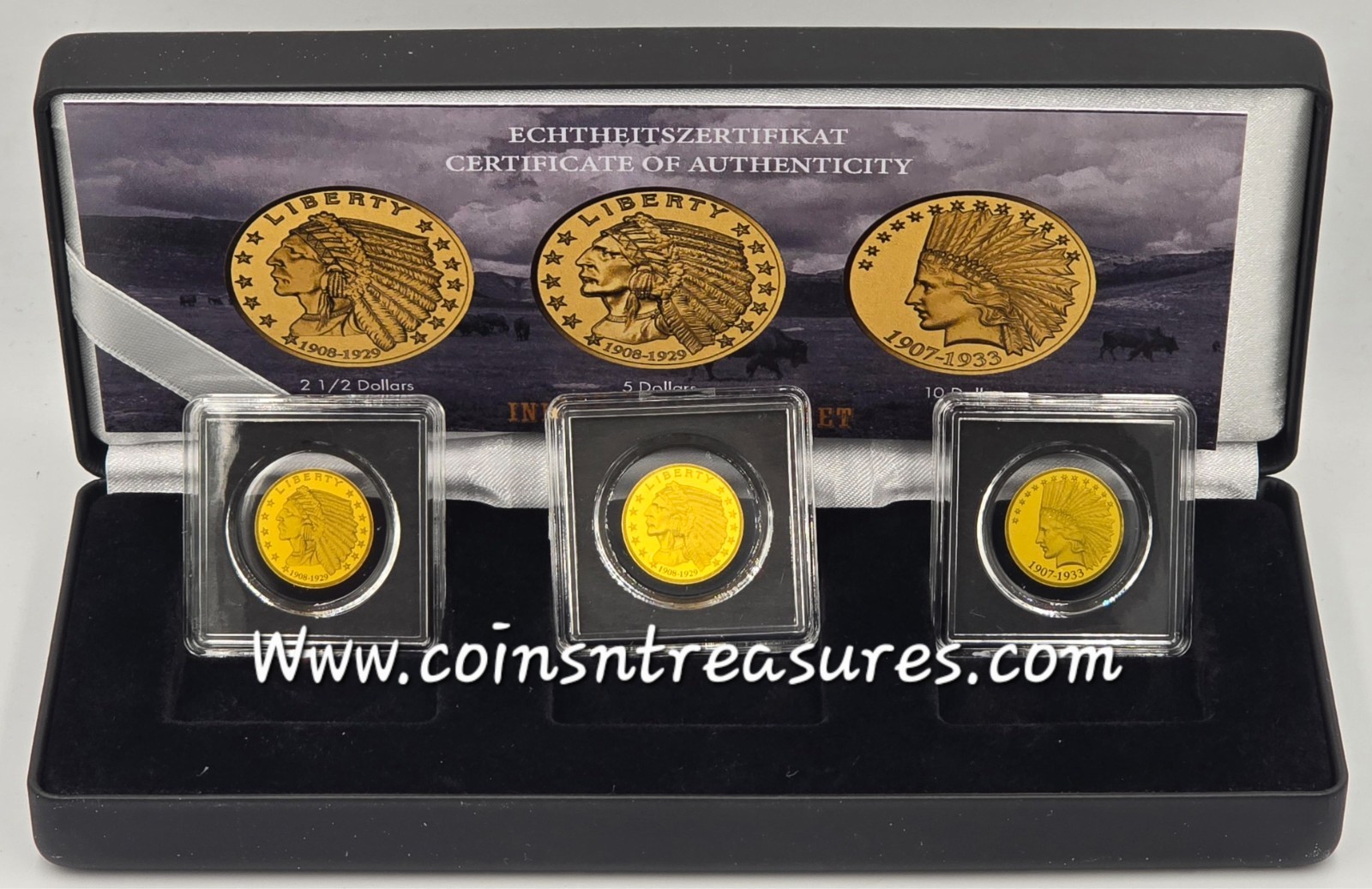 US Indian Chief Gold 3 Coin Set collection 1/1000 Gold .999