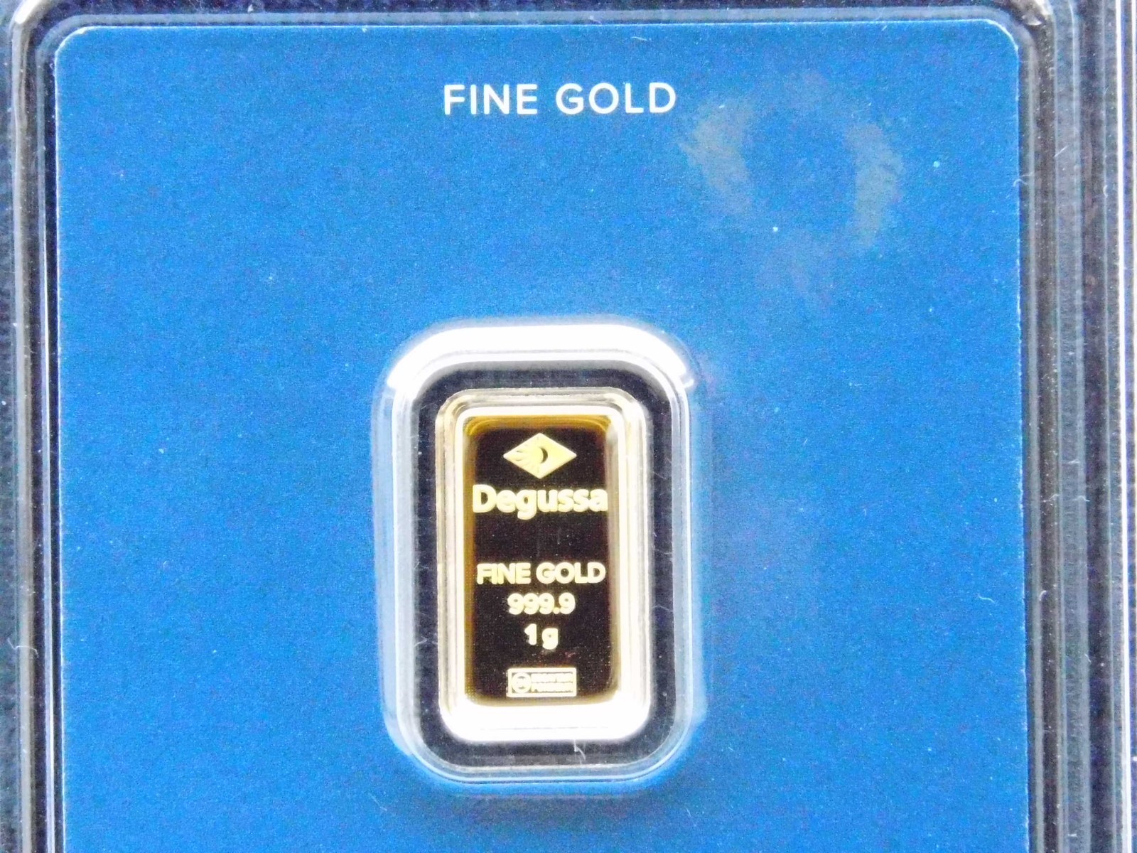 Gold Bar 1 Gram Degussa 999.9 Fine Original Blister Card Certificate 1g Gold