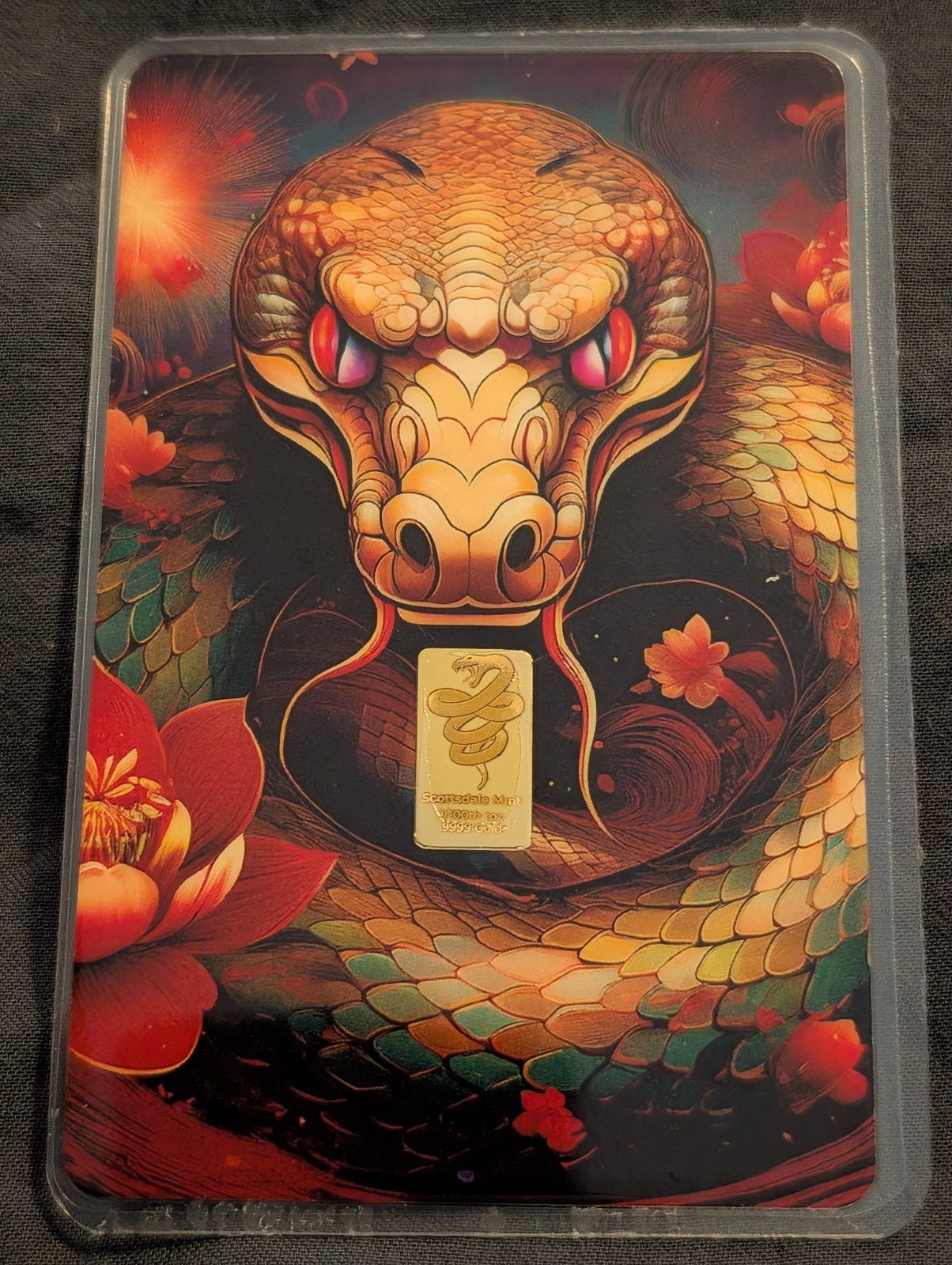 Scottsdale Mint 2025 Lunar Year of the Snake 1/100 oz Gold Bar in Card