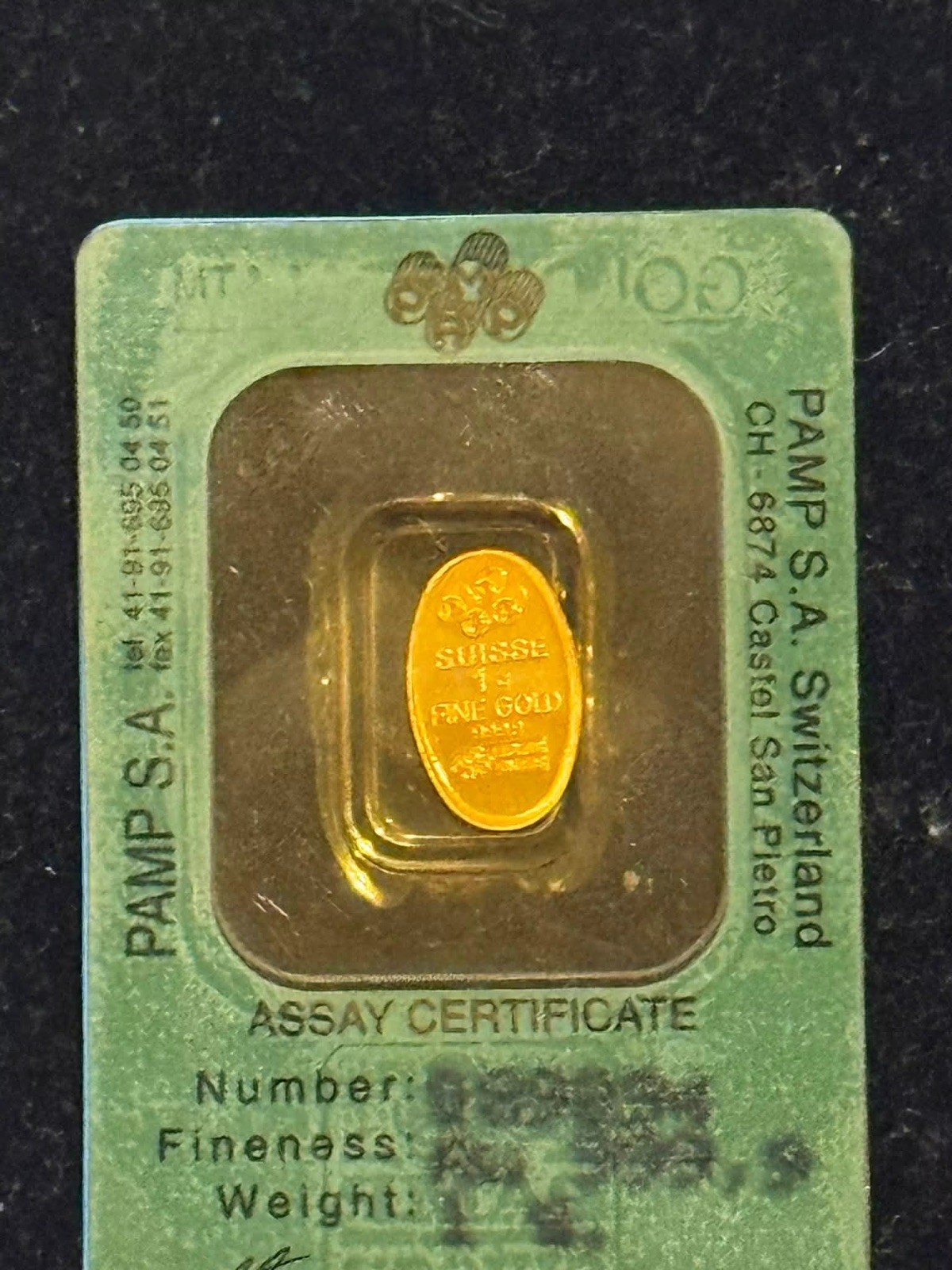 PAMP Suisse Cleopatra 1g Gold (999.9 Fine Gold) Rare Vintage