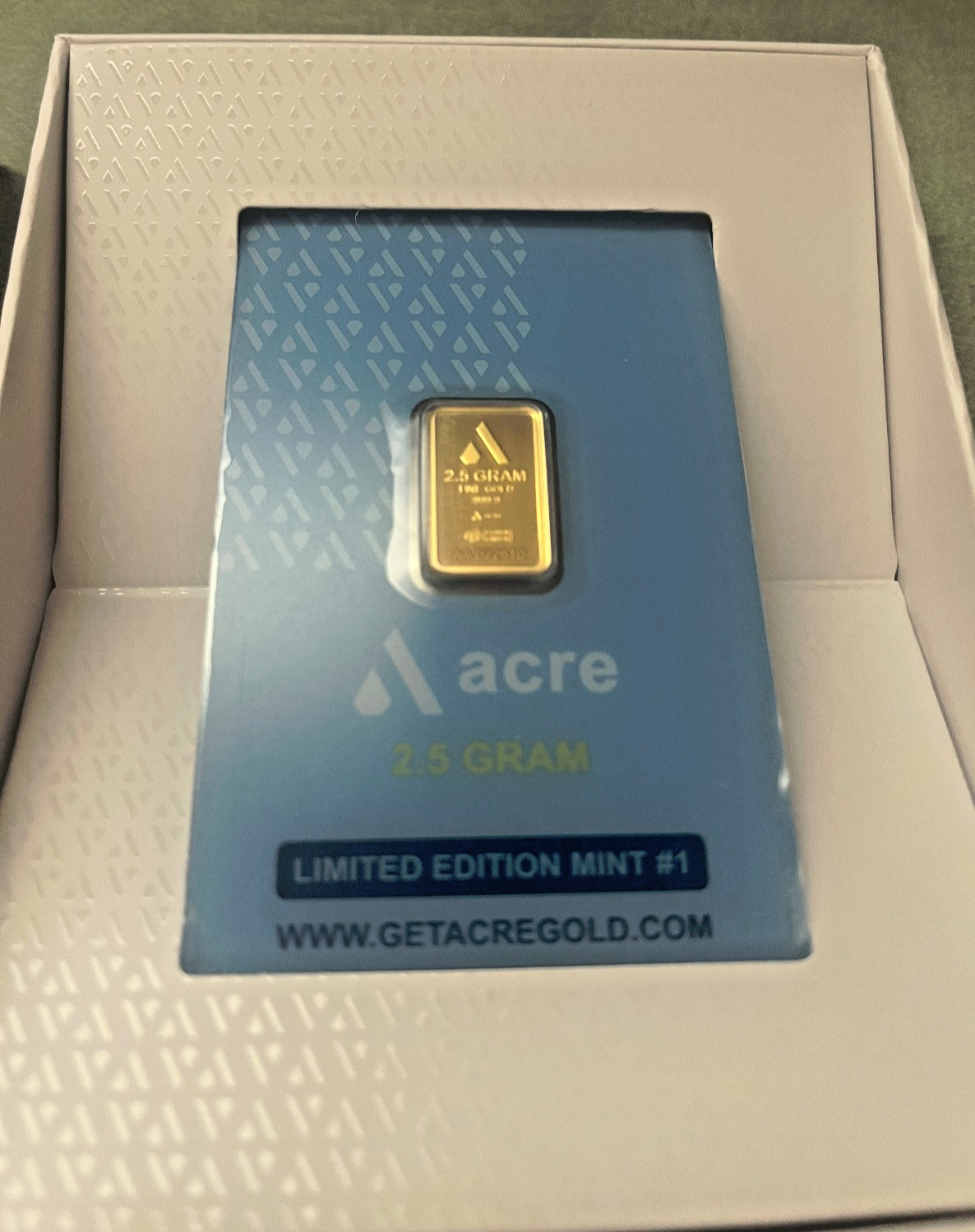 2.5 Gram Fine Gold 999.9 Gold Bar by ACRE GOLD — See Pictures — FREE Shipping