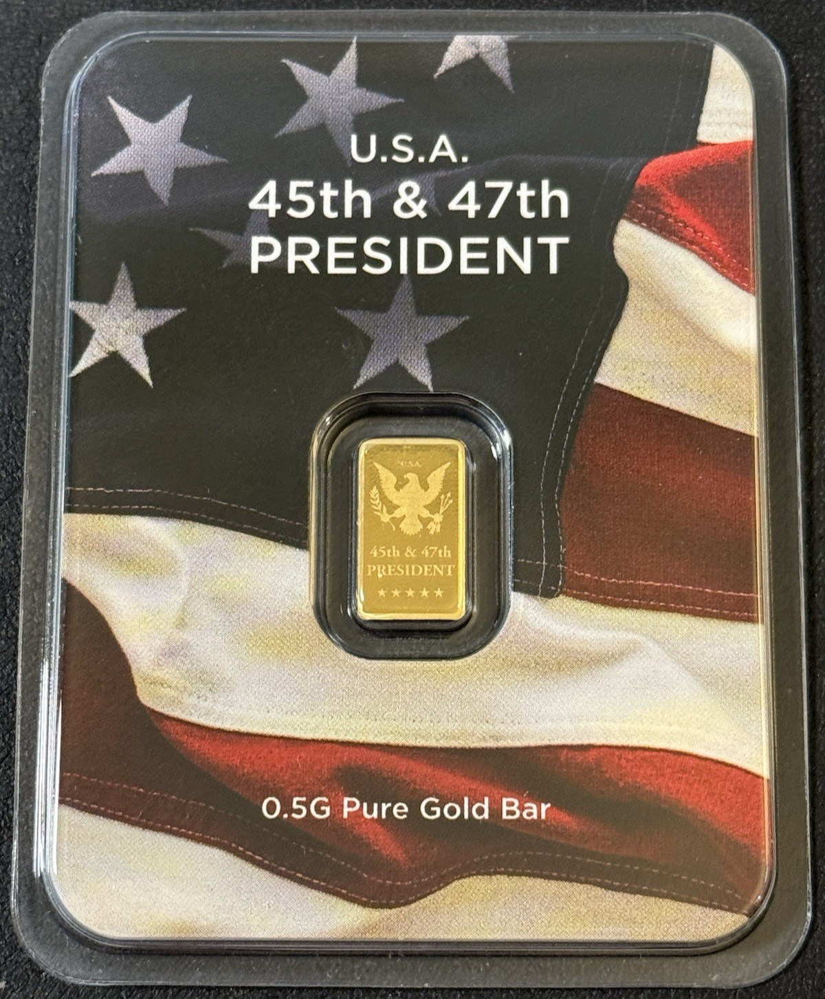 0.5 Gram .9999 Fine Gold USA 45th & 47th President Trump 2 Term MAGA in Assay!!