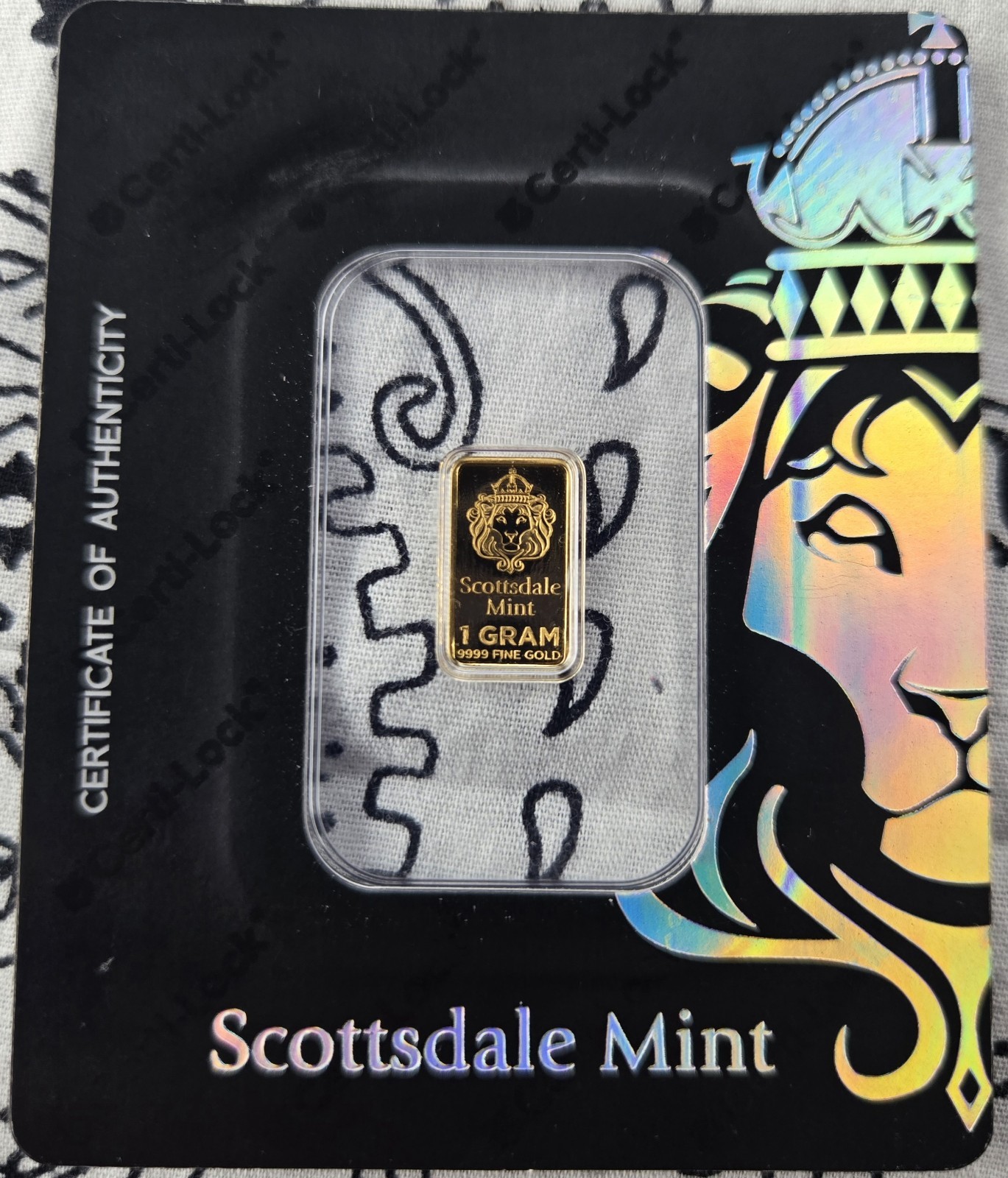 Scottsdale Mint 1 gram Gold Bar (DNA/certi-lock®)