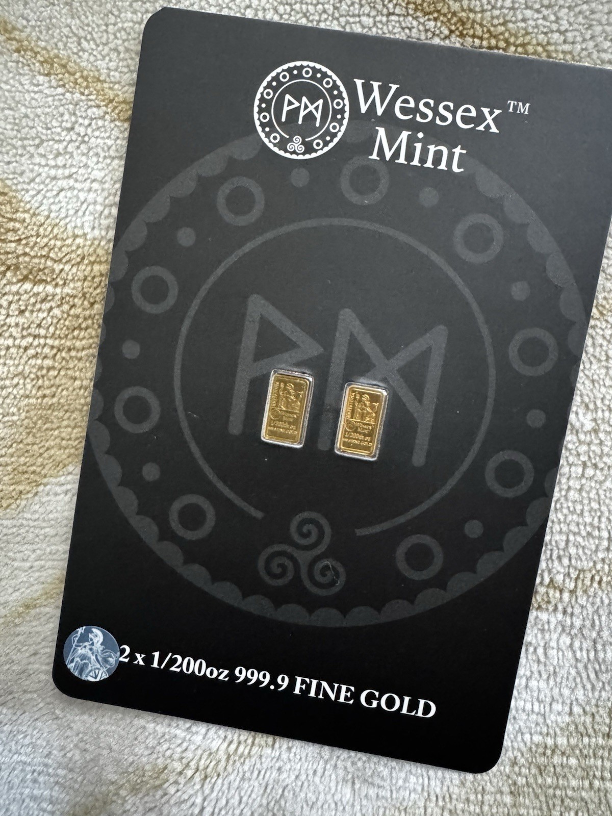 Wessex Mint 2 x 1/200oz 999.9 FINE GOLD Britania Gold Bars Carded RPR £140