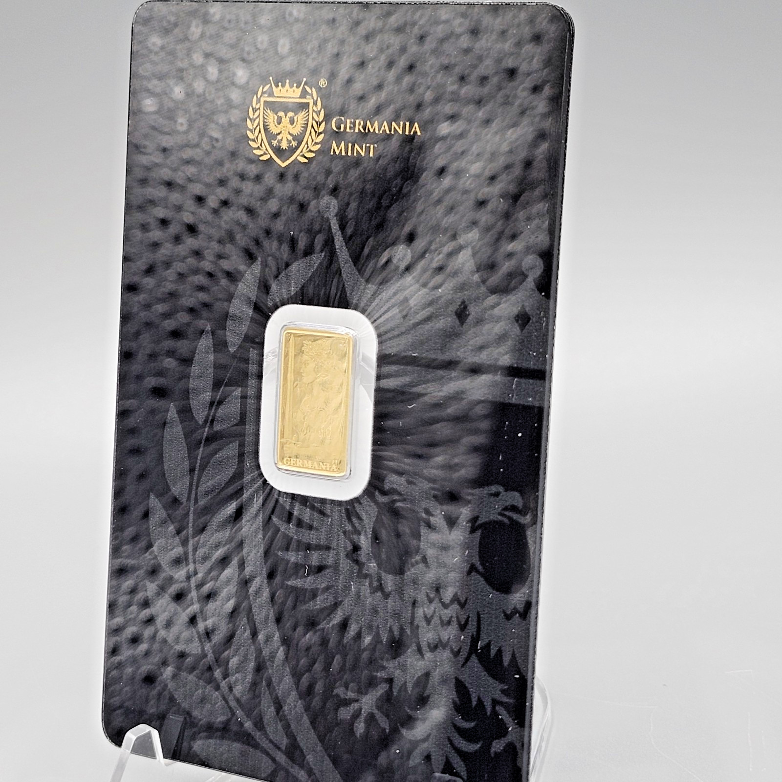 Germania Mint 1/200oz Gold Lady Germania Proof Bar W/ Safepack Assay Card