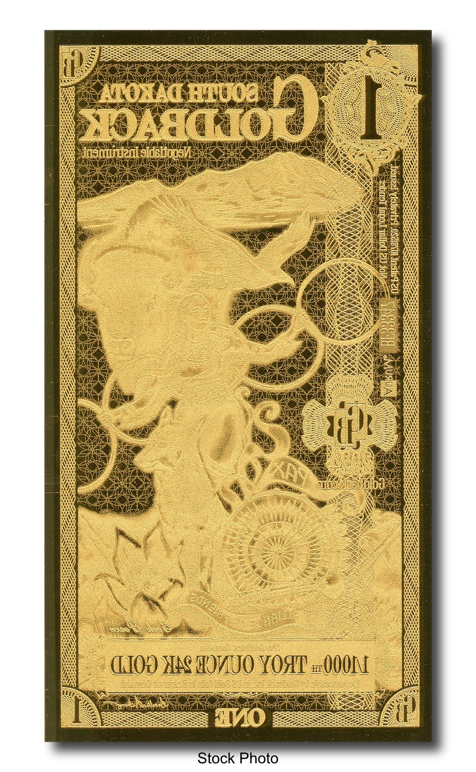 2024 Aurum 1 GB South Dakota 1/1000 oz 24K Gold Foil Note Ltd. Ed. One Goldback