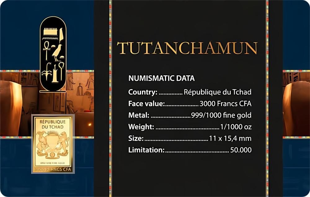 Egyptian Pharaohs collection 1/1000 Oz .999 Gold 5 coin cards in Album