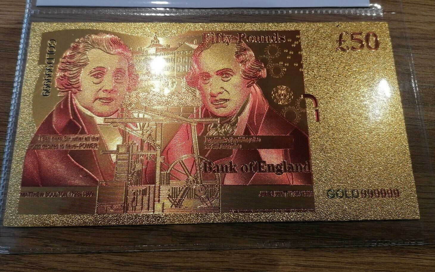 Gold Note Bar Coin Investment Bullion 50£ Note certified inflation money: Gold