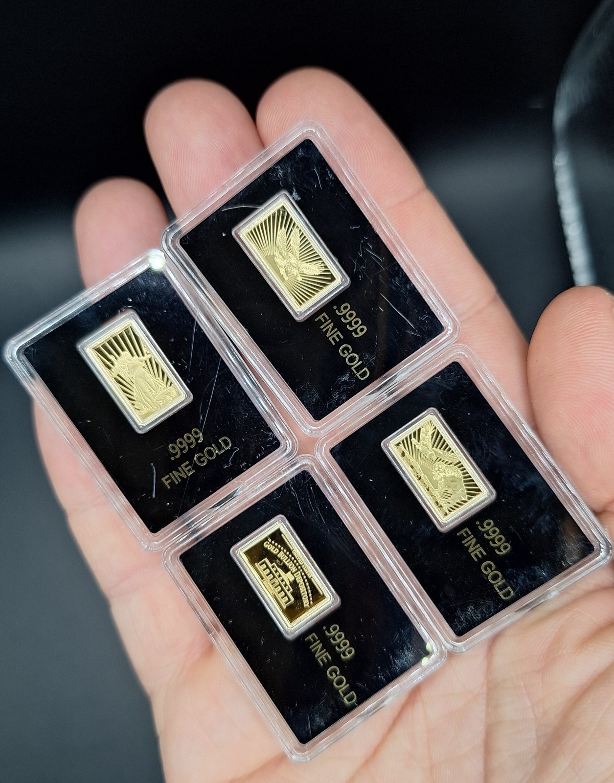 *Lot of 4* – .9999 Pure Gold Bars: Buffalo, Double Eagle, St. Gaudens, Fort Knox