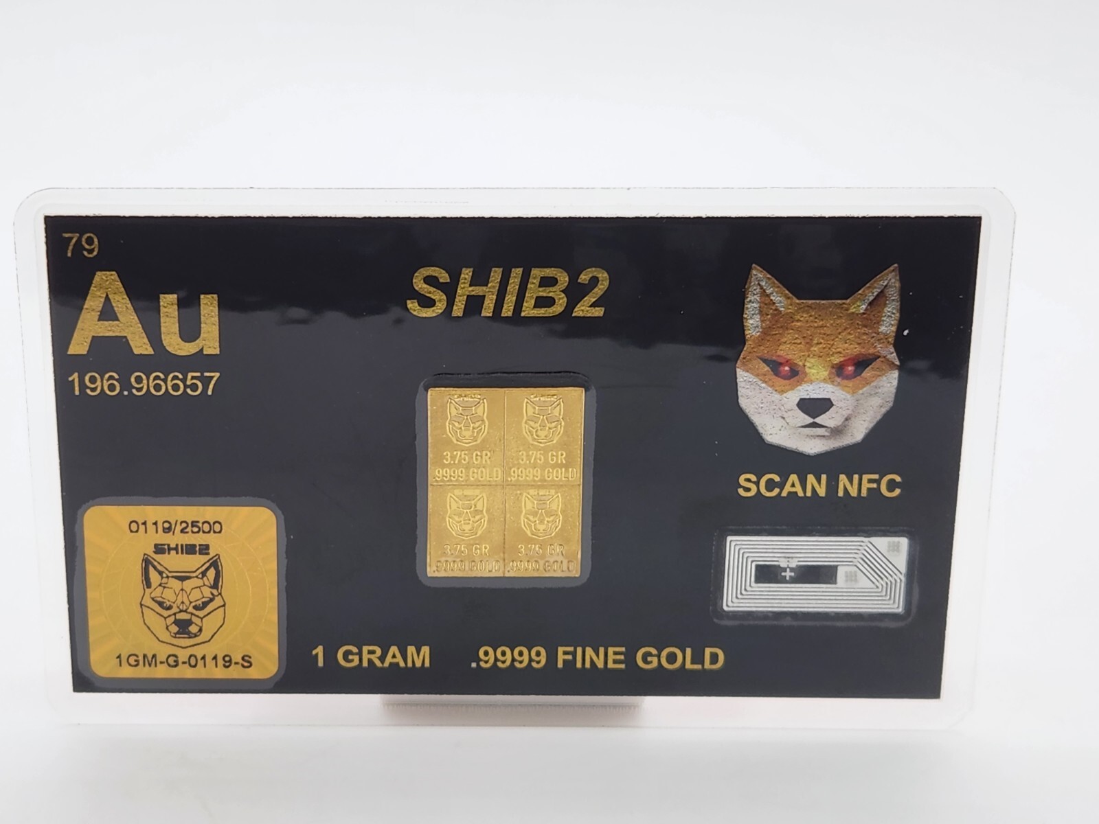 One Gram Gold Bar GR Bar Gold Bullion Bar 9999 Gold SHIBA INU SHIB2 PURE GOLD