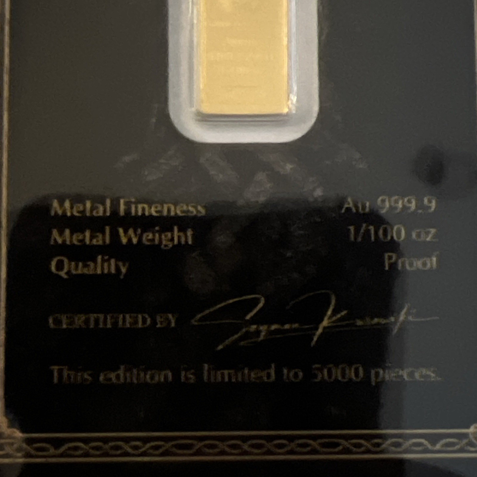 Odin and Frigg 1/100 oz Gold Bars Germania Mint Proof 999.9 Bars Ltd 5000