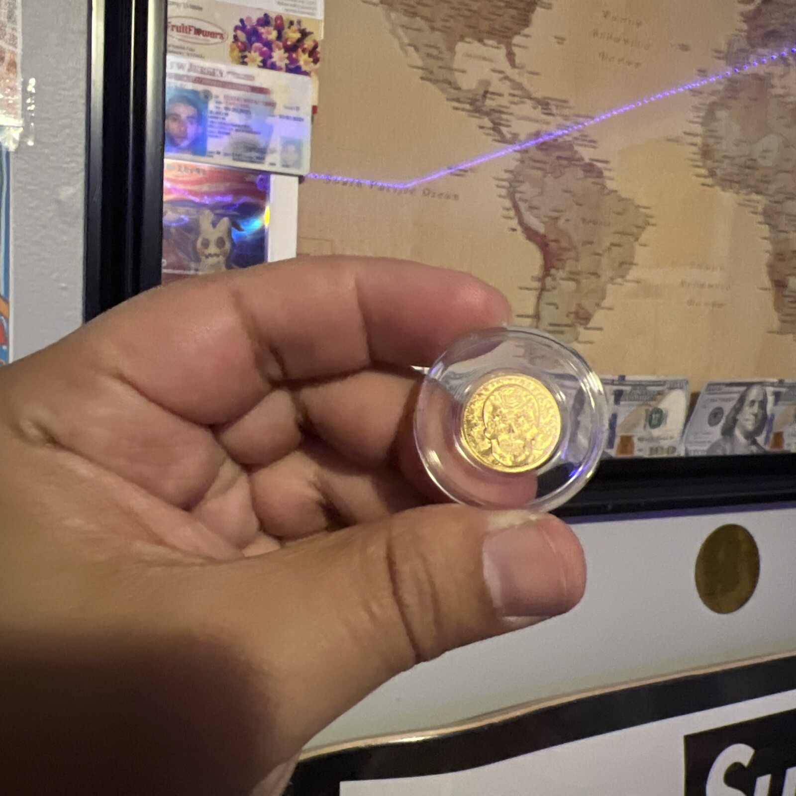 1/100th oz .9999 Fine GOLD Skull Dia De Los Muertos in Capsule FRACTIONAL GOLD