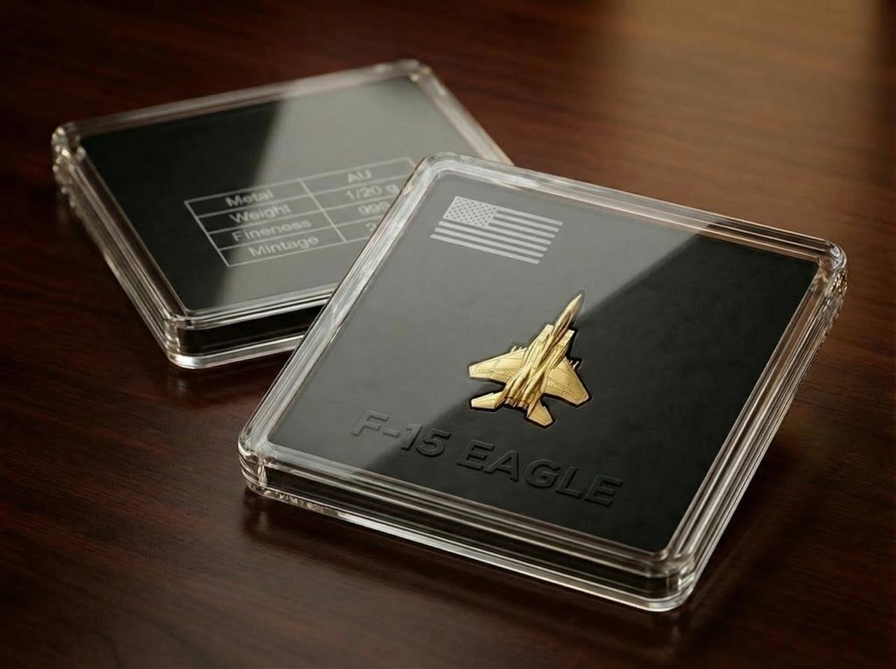 2026 F-15 Eagle Fighter Jet 1/20g Gold Shaped .999 Gold