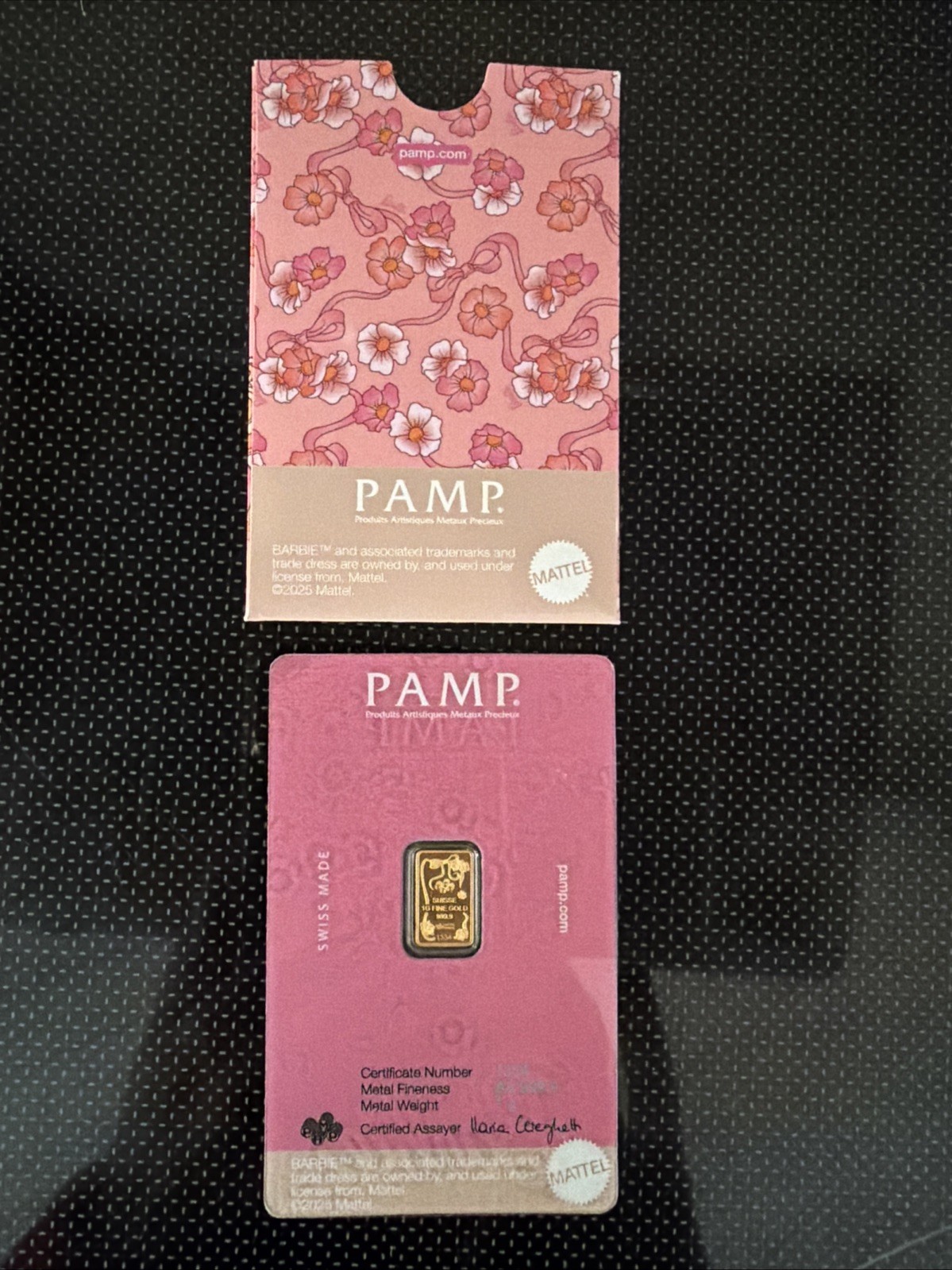 PAMP Suisse Barbie™ 1 Gram .9999 Fine Gold Bar – 5,000 Mintage (With Assay)