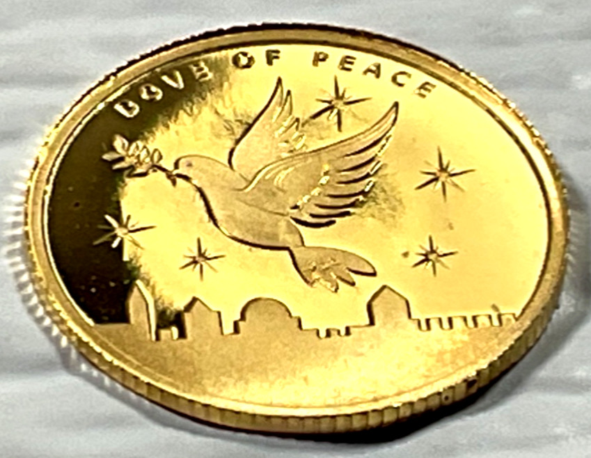 2022 Holy Land Mint Dove of Peace 1/25 oz Gold Round In Mint Capsule