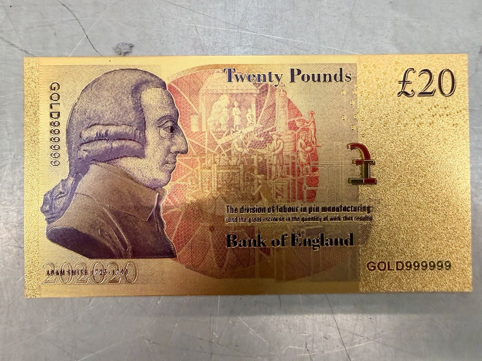UK British Banknotes 24K Gold Foil Bullion Bar Set