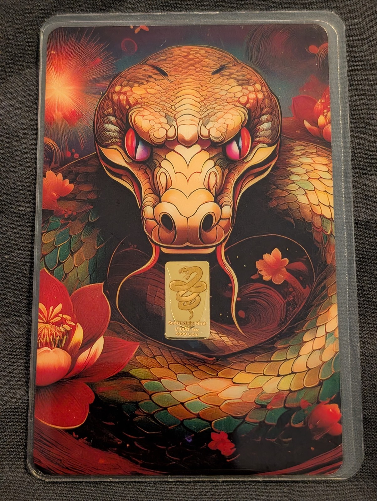 Scottsdale Mint 2025 Lunar Year of the Snake 1/100 oz Gold Bar in Card