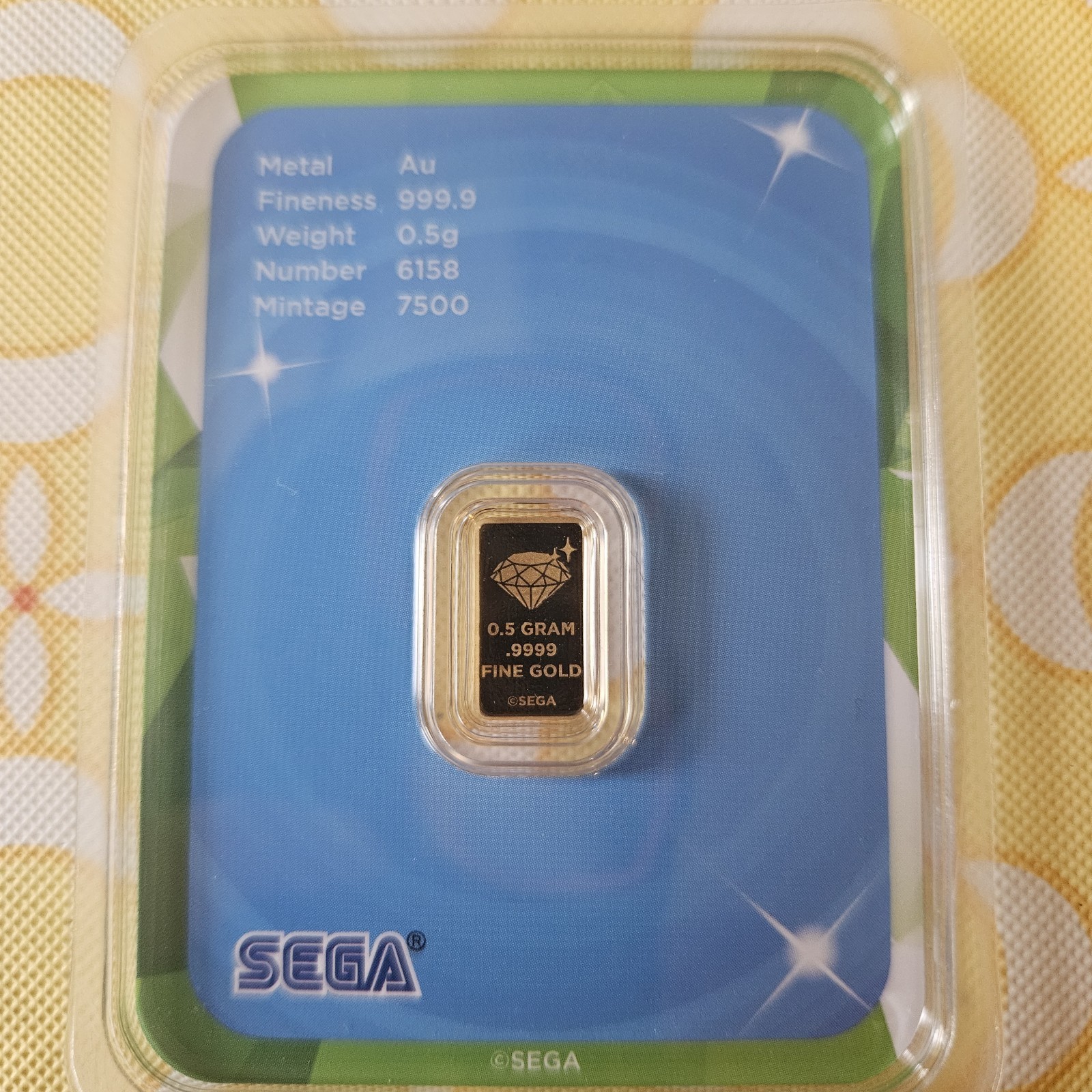 Sonic The Hedgehog .5 Gram Gold Bar in Assay Card | 35th Anniversary