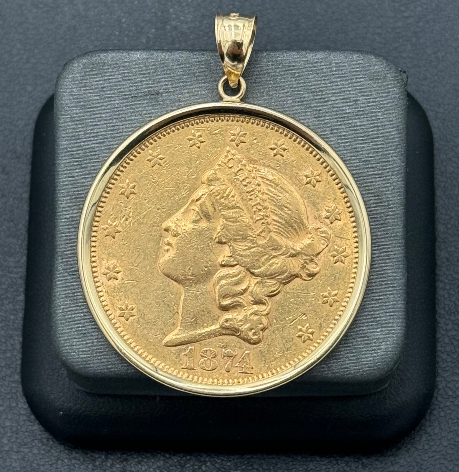 1874-S Liberty Head Type 2 $20 Gold Double Eagle Coin & 14kt. Bezel/Pendant