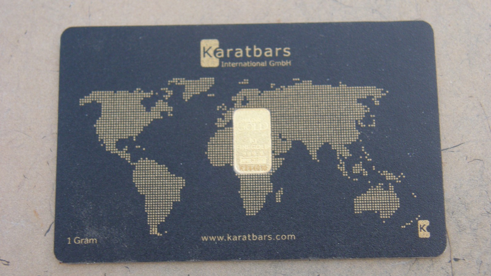 1 Gram .9999 Fine Gold Nadir Refinery Karatbar Card (1g, Karat Bar, Assay)