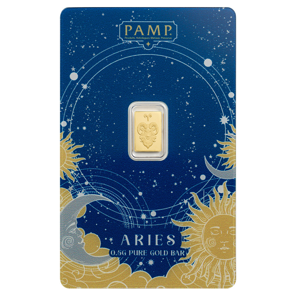 Pamp Suisse Zodiacs 0.5g Gold Bar in Assay Card – Aries