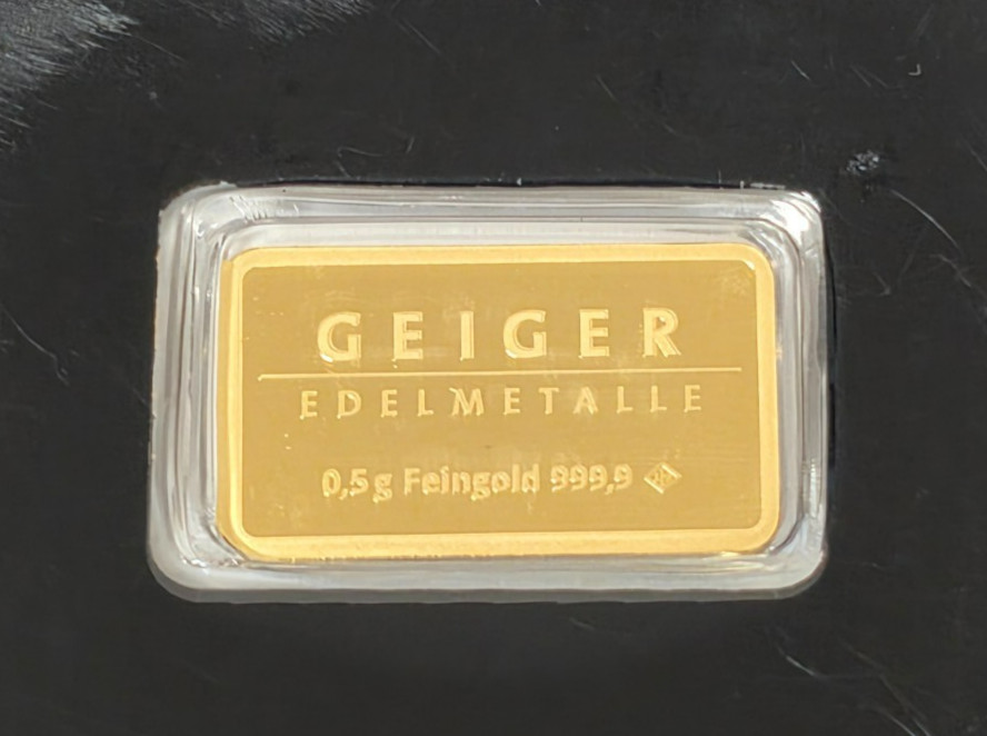 Geiger Schloss Guldengossa Vintage Edition .9999 Fine Gold Bar .5 Gram w/ Card
