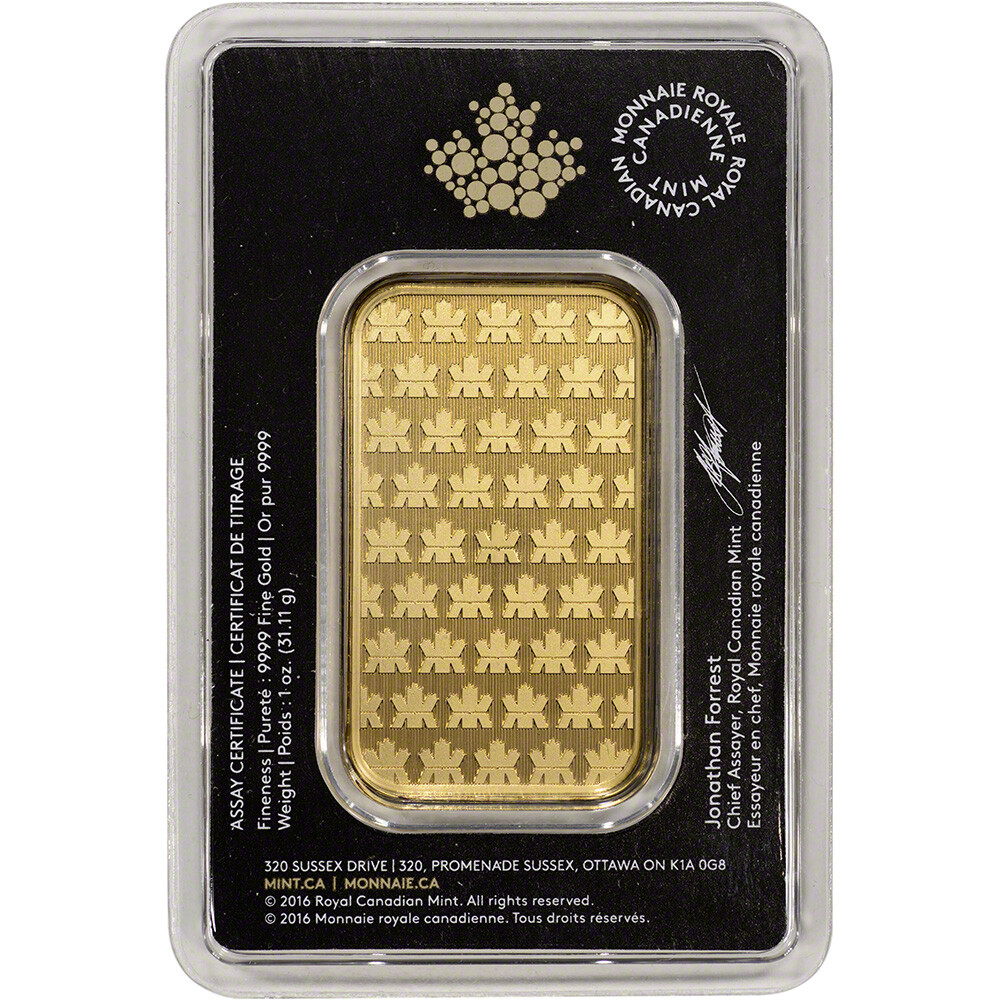1 oz. Gold Bar – Royal Canadian Mint (RCM) – .9999 Fine in Assay