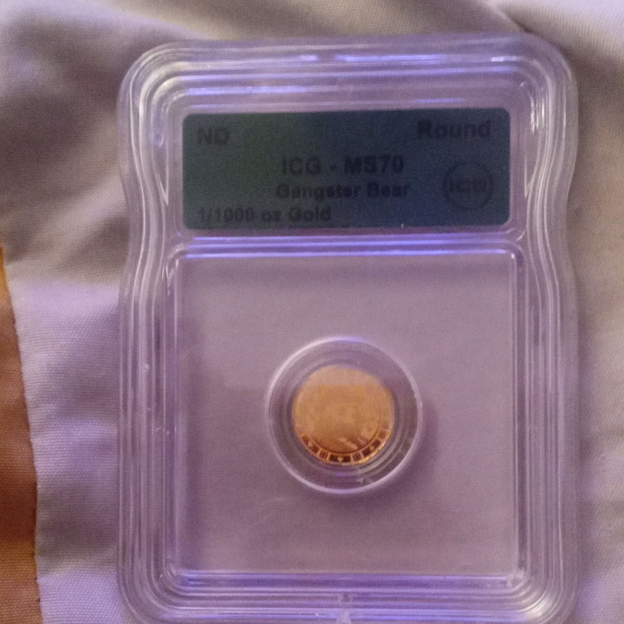 ICG MS70 Gangster Bear Gold Round 1/1000 oz Gold Bullion Coin