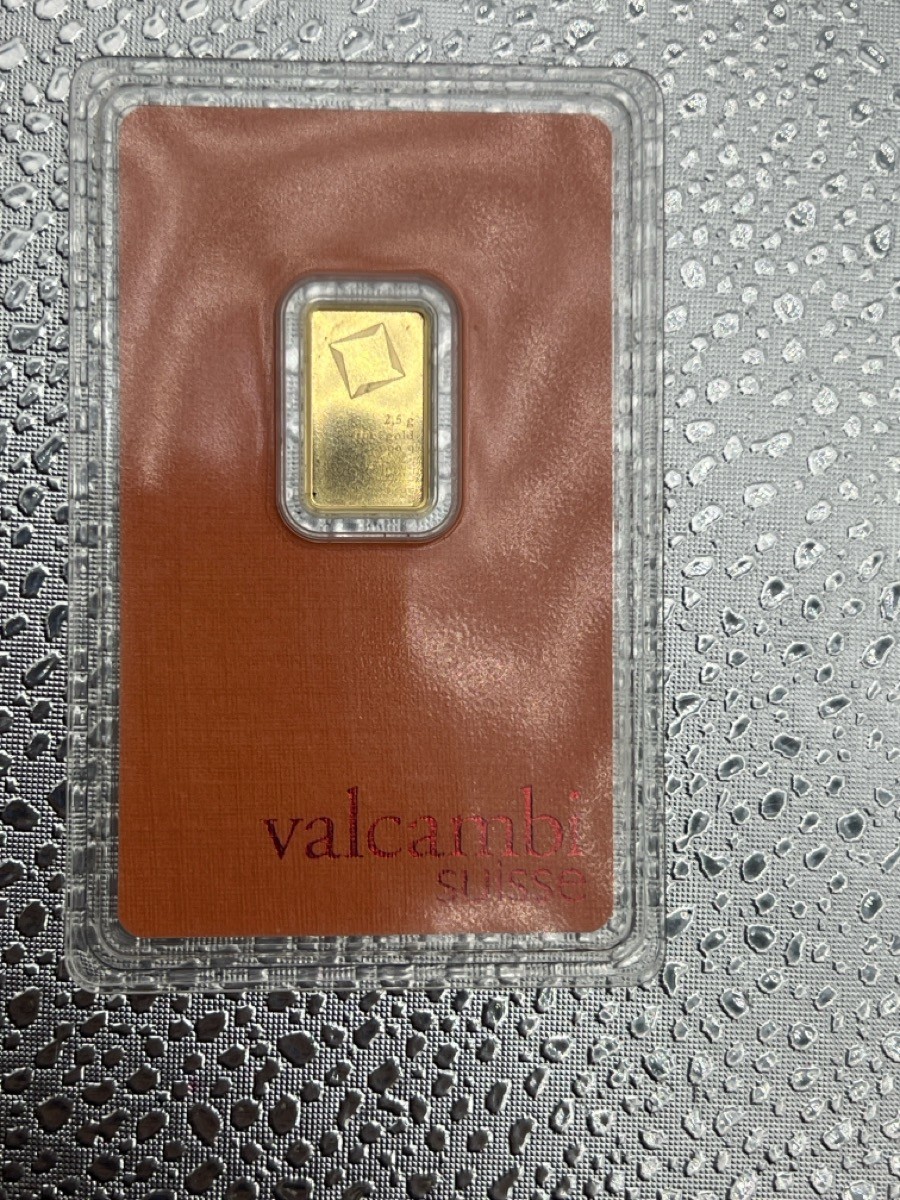 Valcambi Suisse 2.5 Gram 999.99 Fine Gold Bar in Assay Card (TDW045175)