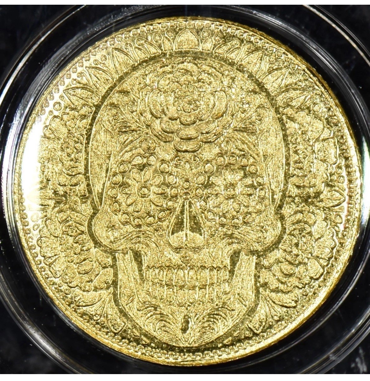 Dia De Los Muertos 1/200th oz Gold Coin sugar skull .9999