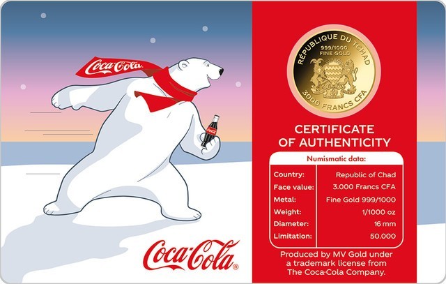 Coca Cola Christmas 1/1000 Oz 999 Gold 3 coin cards Album