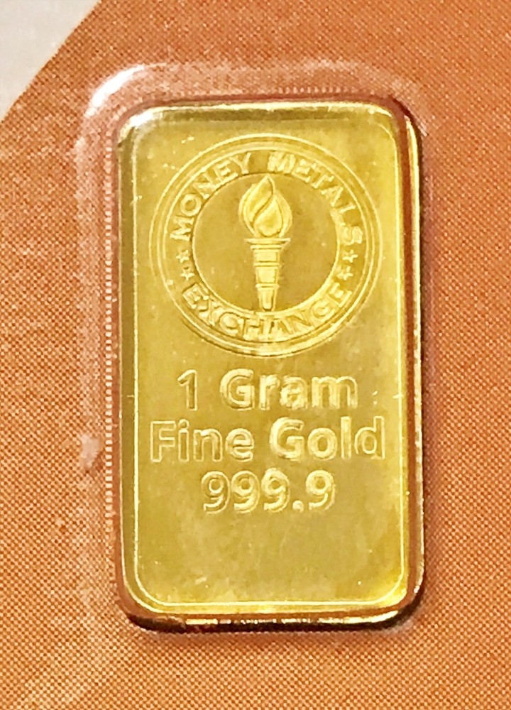 Money Metals Certified 1g .9999 Gold Bar
