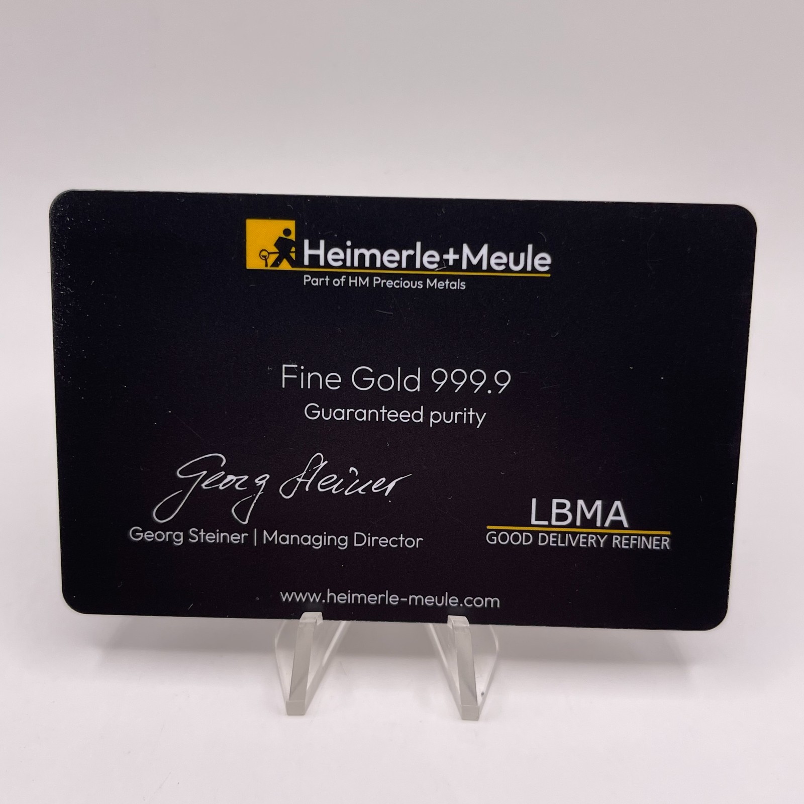 .9999 FINE GOLD 1/200TH TROY OZ BAR HEIMERLE+MEULE W/SECAIN ASSAY CARD SEALED